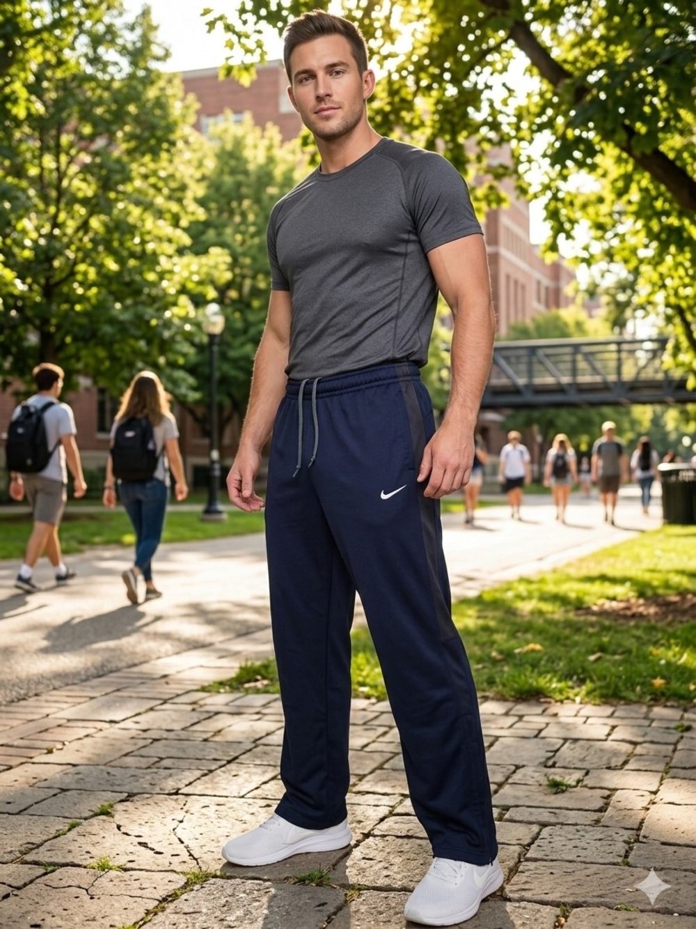 Nike Navy and White Athletic Joggers